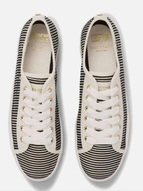 Keds by Kate Spade Sneakers With Mesh Black/White Stripes, Platform Sole, Sz 9.5